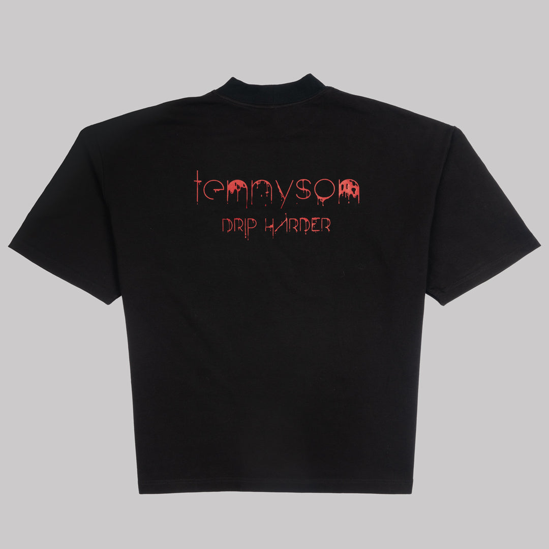 Oversized Drip Harder T-Shirt - Black and Red