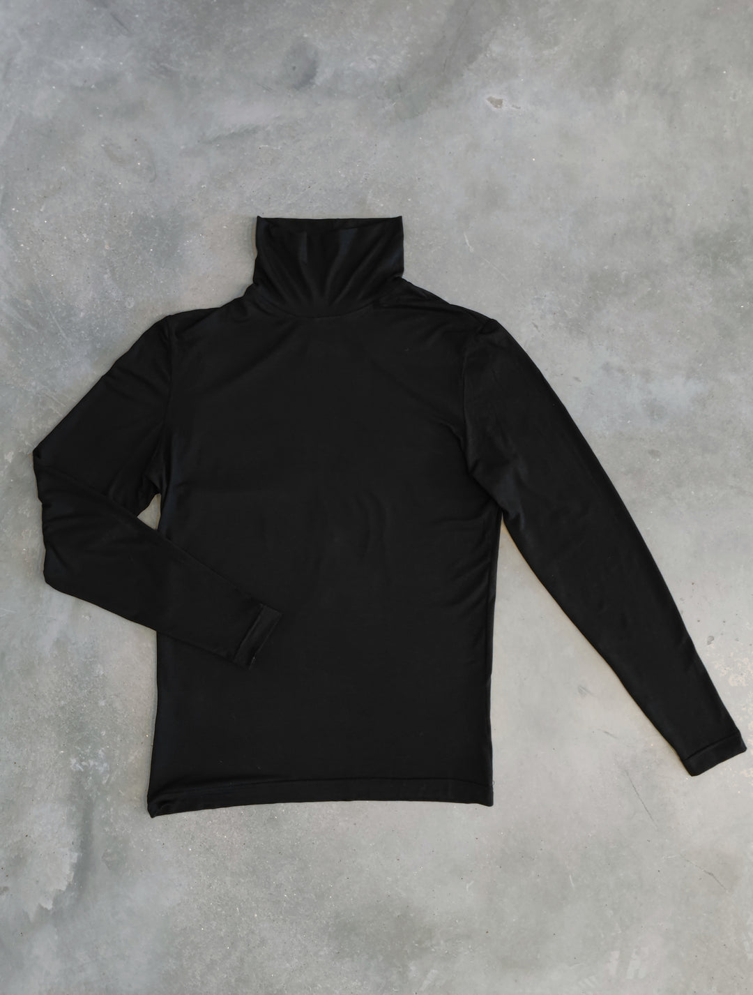 Fitted Turtle Neck Top  - Black