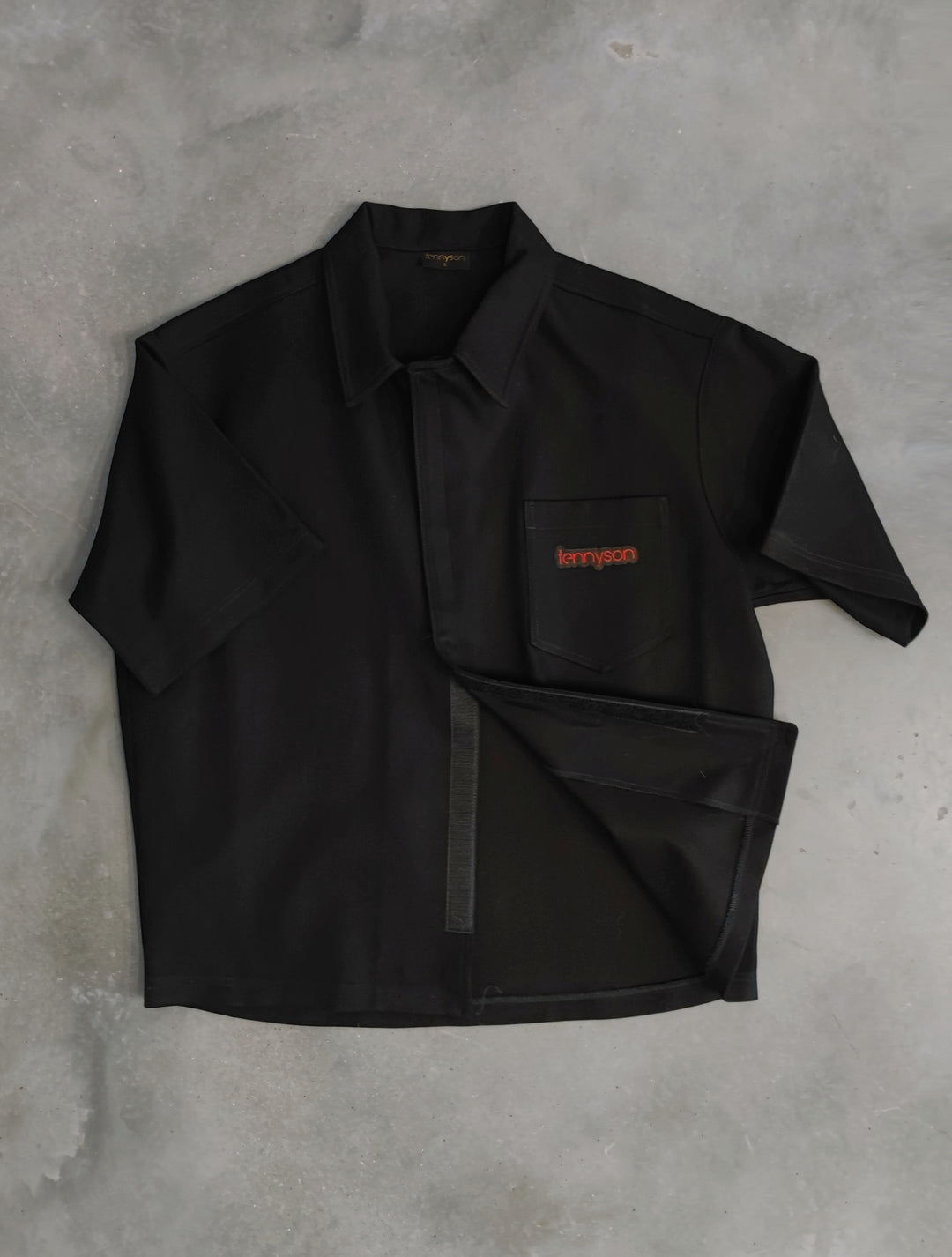 Thick Cotton Velcro Fastening Bowling Shirt - Black – Tennyson