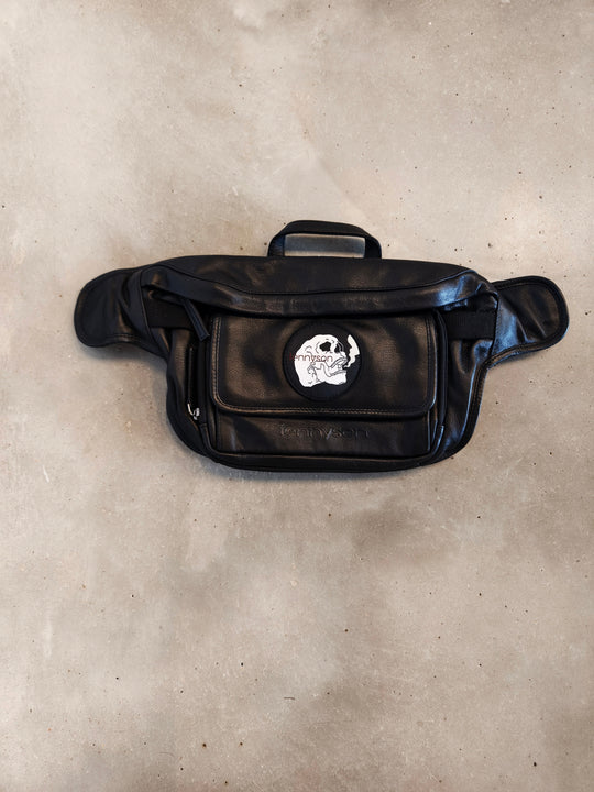 Transformable Leather Bumbag-Rucksack - Black with Skull Logo