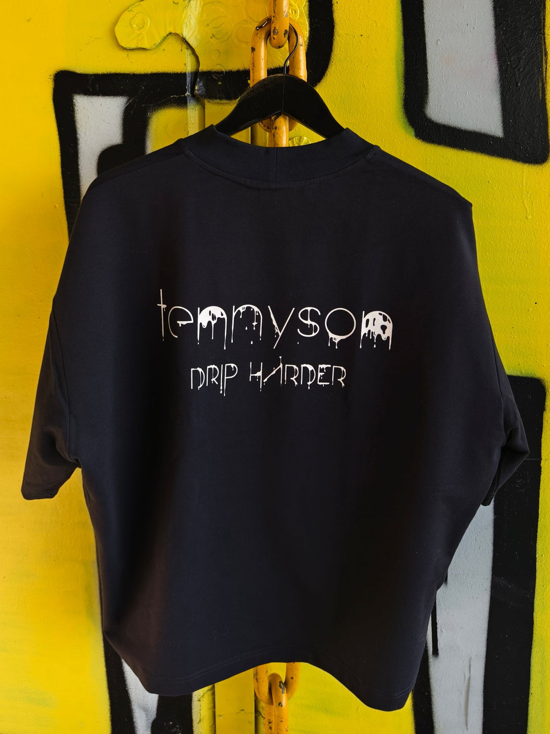 Oversized Drip Harder T-Shirt - Black and White