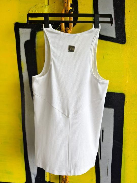 Ribbed Fitted Vest - White