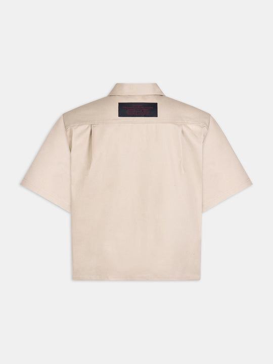 Oversized Heavyweight Denim Statement Shirt - Cream