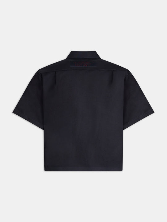 Oversized Heavyweight Denim Statement Shirt - Black