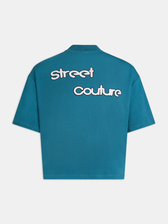 Street Couture Chenille Embellished Oversized T-shirt - Green